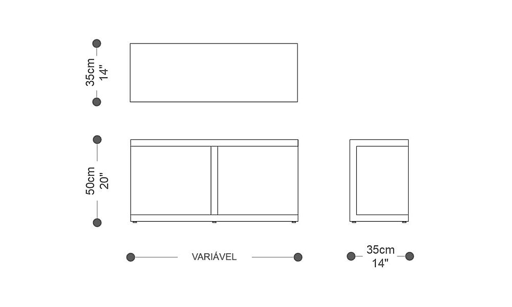 Image of the main dimensions of the product